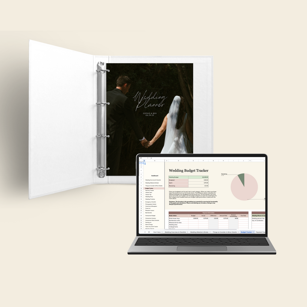 Wedding Planning Spreadsheet & Wedding Binder Template Bundle The Dailee
