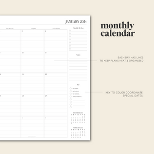 Mum's Fabric Household Family Planner 2024 - Lifestyle - Month To