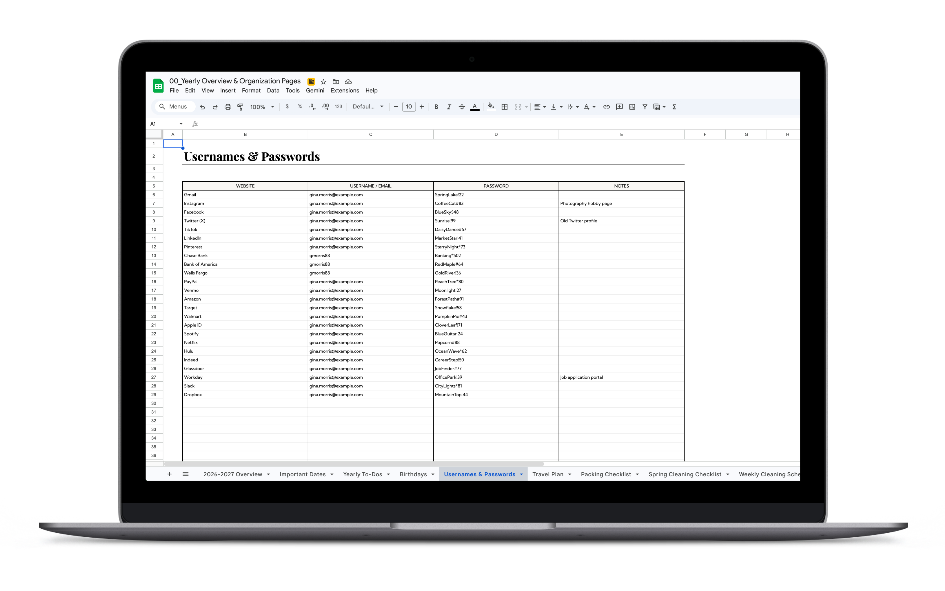 2026-2027 Teacher Planner Spreadsheet – The Dailee