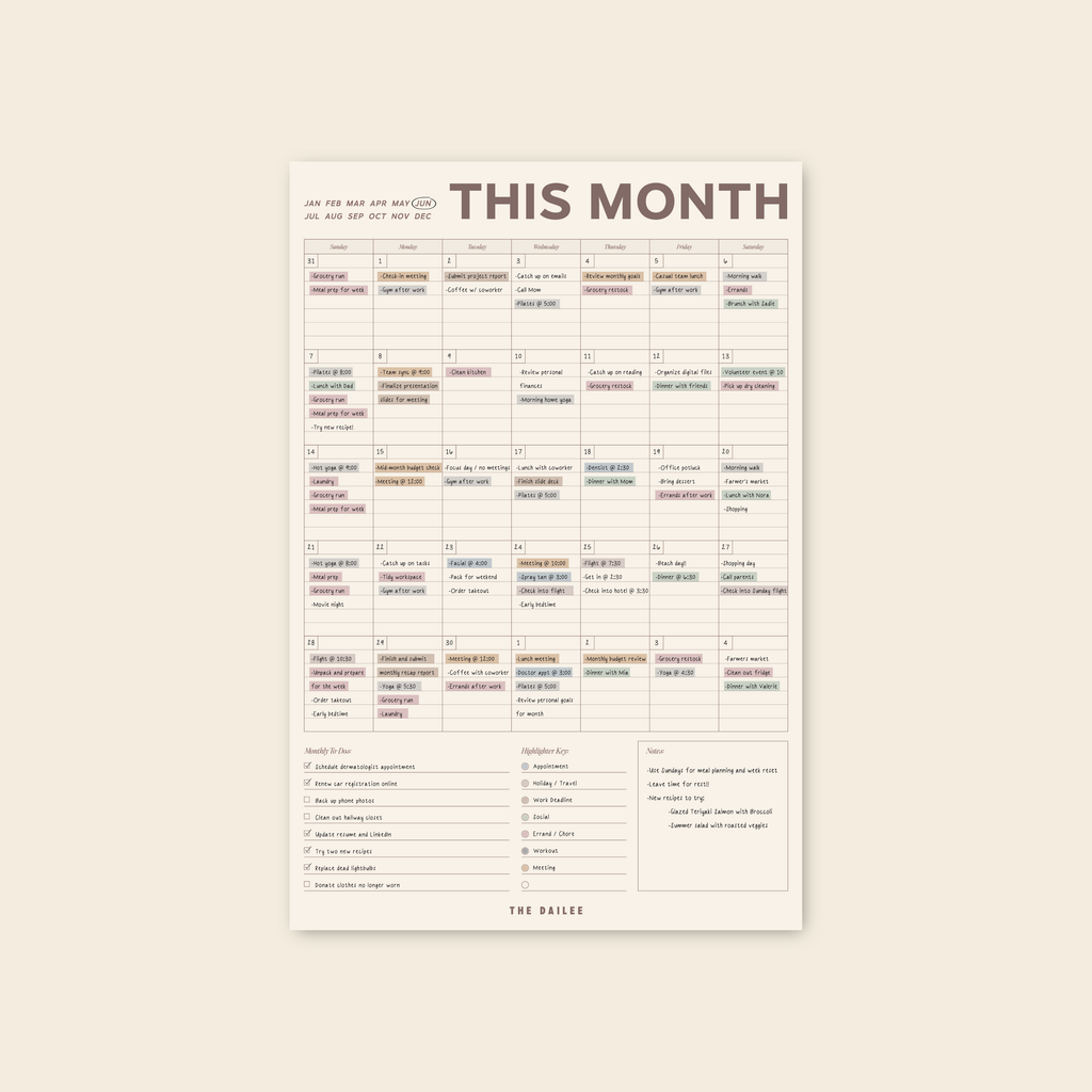 Monthly Fridge Calendar
