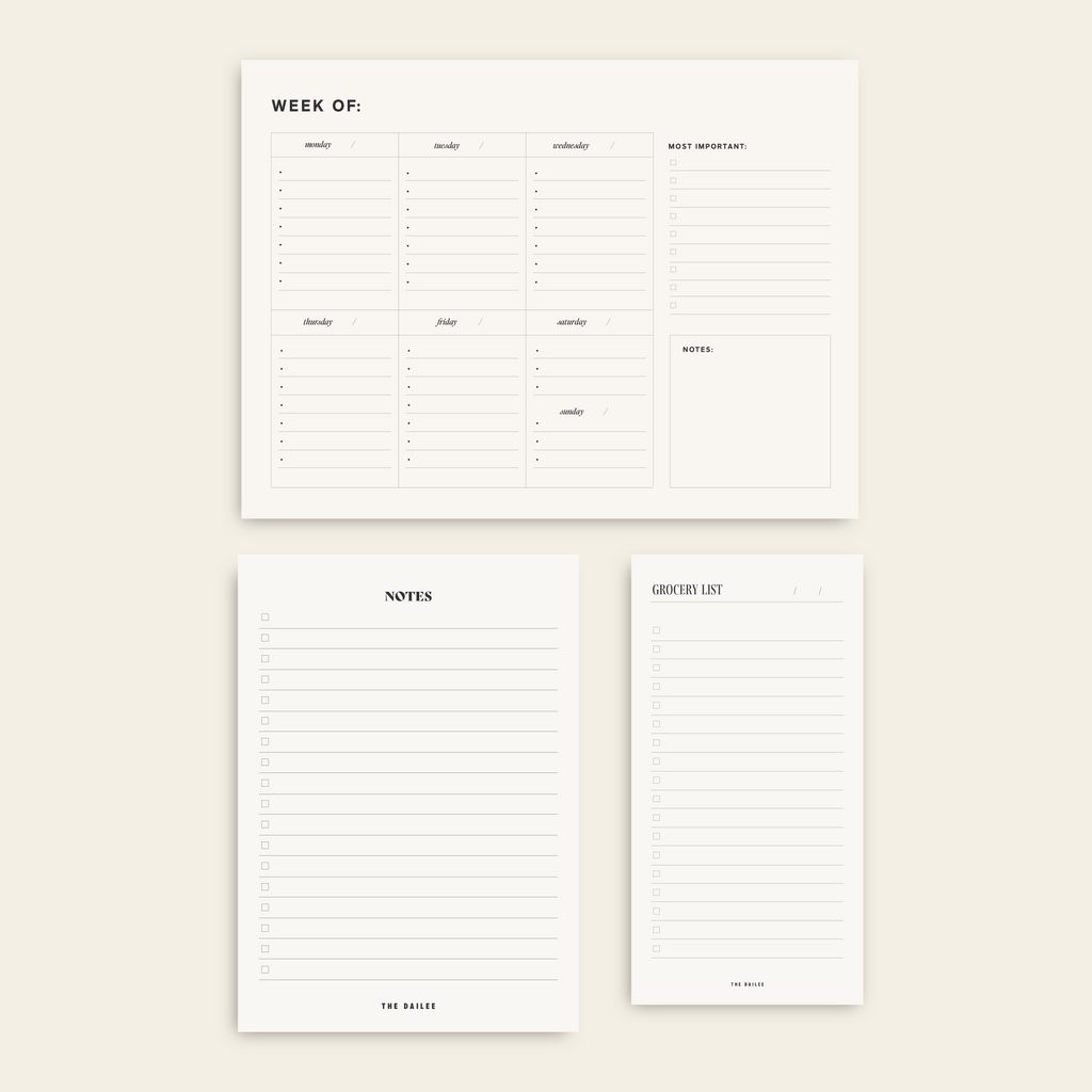Notepad Bundle - White – The Dailee